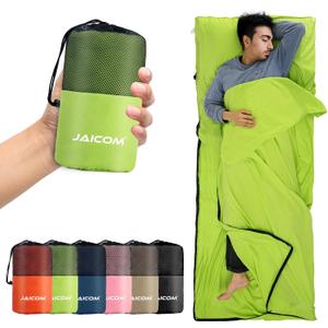JAICOM Sleeping Bag Liner, Travel Sheets & Adult Sleep Sack, Ultralight and Portable Summer Sleeping Bag - Ideal for Backpacking, Hotels and Hostels, Business Trips, Camping (Green)