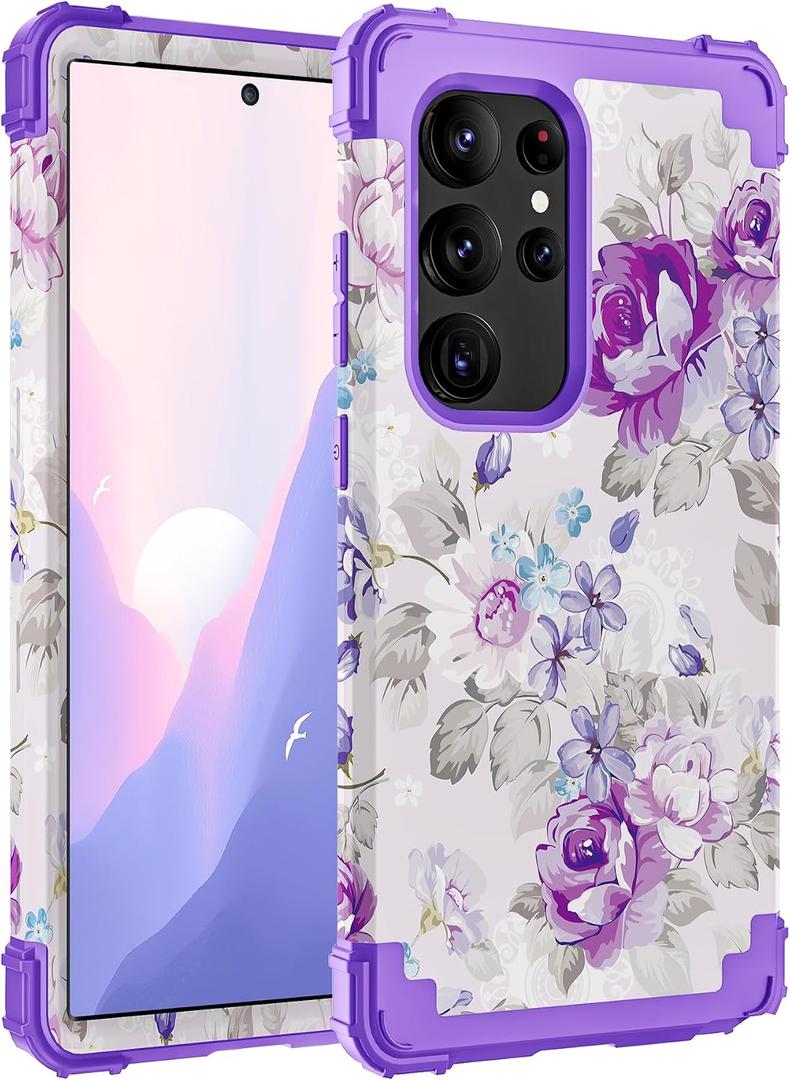 Hocase for Samsung Galaxy S24 Ultra Case, Lavender Flowers