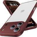 for iPhone 17 Pro Case, [Ribbed Non-Slip Sides] [Military-Grade Drop Protection] [Full Camera Protection] Anti-Yellow Soft-Touch Shockproof Slim Phone Case for iPhone 17 Pro, WineRed