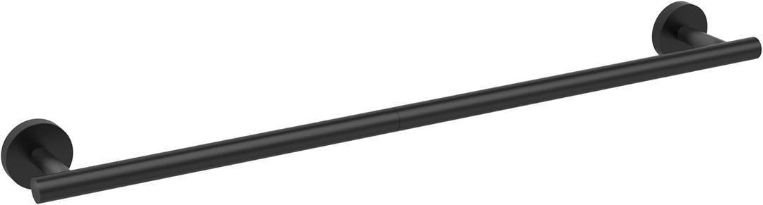 Matte Black Towel Bar, 24 Inch Towel Rack for Bathroom Wall-Mounted, SUS304 Stainless Steel, Total Length 26 Inch