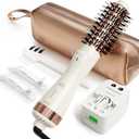1.5 Inch Barrel (2.8 Plus Bristles) Dual Voltage(110~250V) Round Brush Blow Dryer, Hair Dryer Brush with European Plug Adapter, 4-in-1 Negative Ionic One Step Volumizer Dryer