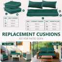 Chunful Set of 5 Outdoor Bench Cushions Set 44 x 19 Inch Tufted Waterproof Patio Furniture Seat Pad with Throw Pillows Loveseat Cushion for Square Settee Indoor Sofa Wicker Couch(Green)