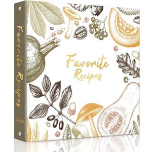 Recipe Binder with Plastic Sleeves, Full Page Cards and Dividers, Recipe Binder 8.5x11 3 Ring, Blank Recipe Book Binder to Write in Your Own Recipes (Color Veggies)