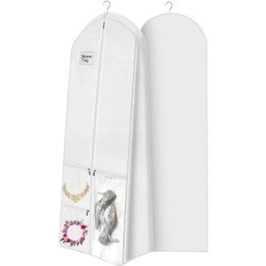 Wedding Dress Bag Gown Garment Cover 71"x24",Codweny Big 16" Gusseted Bridal Dress Travel Storage 3 Pockets for Woman Long Prom,Evening Gowns,Suits,leathers
