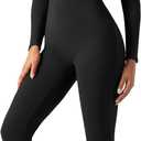 speerise Women Bodysuit Rompers Long Sleeve Jumpsuits Leotards One Piece Tummy Control Yoga Workout Outfits (XX-Large, Black)