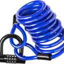 DocksLocks Security Cable Lock Set (5ft to 25ft Lengths)  Weatherproof, Looped Ends, Coiled, Compact, Includes U-Lock, Anti-Theft for Bikes, Patio Furniture, Kayaks, Outdoor Equipment 5ft