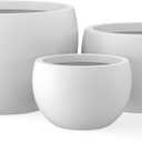 Kante Set of 3 White Concrete Bowl Planters 19.9" 15.7" 11.8" Dia