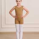 WEGETIT Gymnastics Leotards for Girls Sleeveless Black Leotard Toddler Dance Tank top Biketards with Shorts Kids Bodysuit 8-10Y