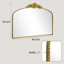 Antique Gold Arched Wall Mirror, 48"x30" Baroque Vintage Mirror with Ornate Metal Frame, Large Traditional Home Decor Bathroom/Wall/Vanity/Mantel/Bedroom/Entryway/Hallway