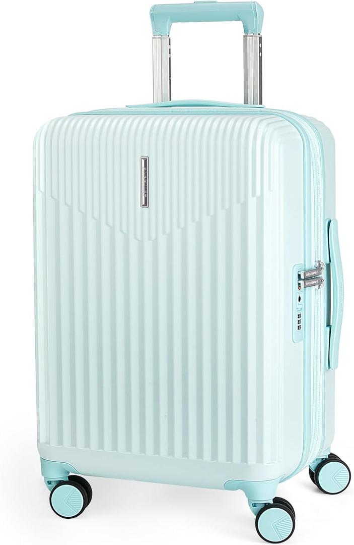 BAGSMART Carry On Luggage 22x14x9 Airline Approved with Spinner Wheels,100% PC Hardside Expandable Luggage with TSA Lock for Trips, 20 Inch Rolling Suitcases for Men Women,Green