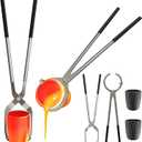 Nelyrho #5 (15lbs-7kg) Crucible Tongs Set with Lifting Tongs, Pouring Tongs and 2 Graphite Crucibles for Casting and Melting Metal