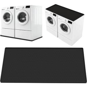 Large Washing Machine Drain Pan Silicone Mat, 54" X27.5" Non-Slip Waterproof Washing Machine Tray, Washer Drip Pan Under Dryer and Washer, Anti-Vibration, Floor Leak Protector for Laundry Room-Black