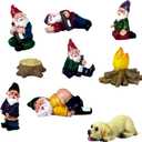 9pcs Drunk Gnomes Miniature Garden Gnomes Mini Funny Gnome Statues Resin Gnome Fairy Gnomes Garden Decorations Miniature Gnomes for Fairy Garden, Christmas Tree, Gift for Kids