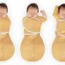 SwaddleDesigns 6-Way Omni Swaddle Sack Arms Up Swaddle for Newborn, More Options to Calm Startle Reflex, Improves Sleep (Heathered Gold, Small (6-14 Pound))