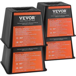 VEVOR Trailer Jack Block, 6000 lbs Capacity per RV Leveling Block, Polypropylene RV Camper Stabilizer Blocks, RV Travel Accessories Use for Any Tongue Jack, Post, Foot, 5th Wheels, 4-Pack
