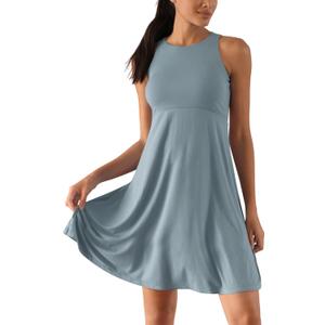 ODODOS Casual Flare Tank Dress for Women Summer Sleeveless Sundress Mini Skater Dress (Small, Blue Fusion)