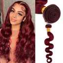 Human Hair Bundles Body Wave Burgundy Red, 16 Inch - 1 Bundle, Antousha Body Wave Bundles Human Hair 12A Brazilian Virgin Wavy Hair Bundles for Women