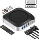 Mac mini M4 Dock with NVMe SSD Enclosure, Docking Station Dual Monitor for Mac mini M4/M4 Pro, 6-Port USB-C Hub with 4K60Hz HDMI, DisplayPort, SD/TF Card Reader, 10Gbps USB-A
