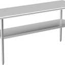 Stainless Steel Table for Prep & Work, 24x72 Inches, NSF Metal Commercial Heavy Duty Table with Adjustable Under Shelf and Foot for Restaurant, Home and Hotel