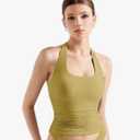 SUUKSESS Women Halter Tank Tops Double Lined Backless Y2K Trendy Going Out Tops, M