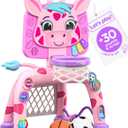 Move2Play, Giraffe Basketball Hoop & Soccer Goal Activity Center | 30+ Sounds & Lights | 1, 2, 3+ Year Old Gift & Birthday Present | 6, 12, 18, 24+ Month Toy For Baby, Toddler, Boys, & Girls (Pink)