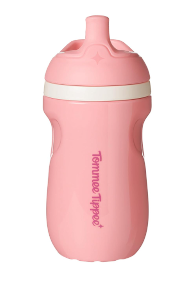 Tommee Tippee Insulated Sporty Bottle, 9oz, No Spill Toddler Water Bottle For 12 months +, Two-Piece Valve Helps Stop Spills, Pack of 1, Pink 