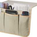 Bedside Caddy Bedside Storage Organizer Magazine Phone Tablet iPad Remote Holder, Organizer Caddy for Home College Dorm Bed, Sofa, Bunk Bed (Pale Khaki)