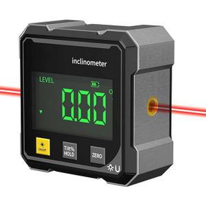 Digital Laser Angle Finder inclinometer, Protractor Tool, 490 High Accuracy, Large LED Display, Magnetic Base, USB Rechargeable, for Woodworking, Metalworking, Construction & DIY
