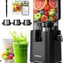 ECOSELF 3-in-1 Juicer with 3 Filters (Juice/Sorbet/Nut Milk), 6.0" Wide Mouth Hopper, Juicer Machines With Self Feeding & Hands-Free, Cold Press Juicer for Family Party, High Juice Yield, With Brush