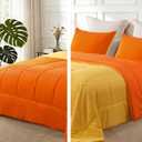 Exclusivo Mezcla Lightweight Reversible Twin Size Comforter Set, Down Alternative Comforter with 1 Pillow Sham, Twin Size Bedding Set for All Seasons, Orange/Yellow (Twin(68''X88''))