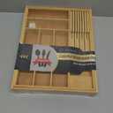 Bamboo-Silverware-Drawer-Organizer-Kitchen, Expandable Utensil Holder Cutlery Tray Flatware Organization Adjustable Wood Tableware Dividers Storage (with Removable Knife Block)(Natural) (Large)