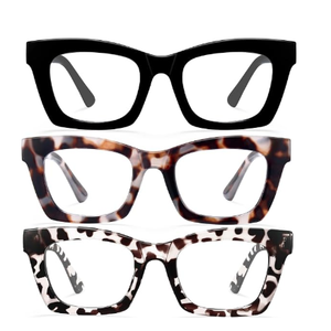 3pcs CCVOO 1.5 Oprah Style Reading Glasses for Women, Stylish Eyeglasses, Blue Light Readers for Women, Cheaters, (A2 Smoky Safari) +1.5