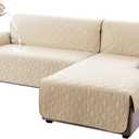 Genina Sectional Couch Covers for Dogs L Shaped Sofa Covers Chaise Lounge Cover Reversible Sofa Cover Sectional Furniture Protector for Pets, Kids (Beige, Large)