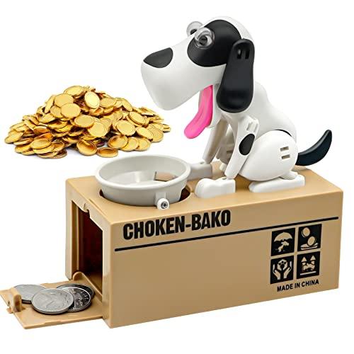Hungry Dog Piggy Bank, Cute Dogs Steal Coins Like Magic Coin Munching Toy Money Box Birthday Gift for Kids