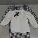 3PCS Toddler Baby Girl Ruffle Collar Button-Down Shirt + Long Sleeve Plaid Cardigan + Houndstooth Shorts Sets (4-5T, Black White)