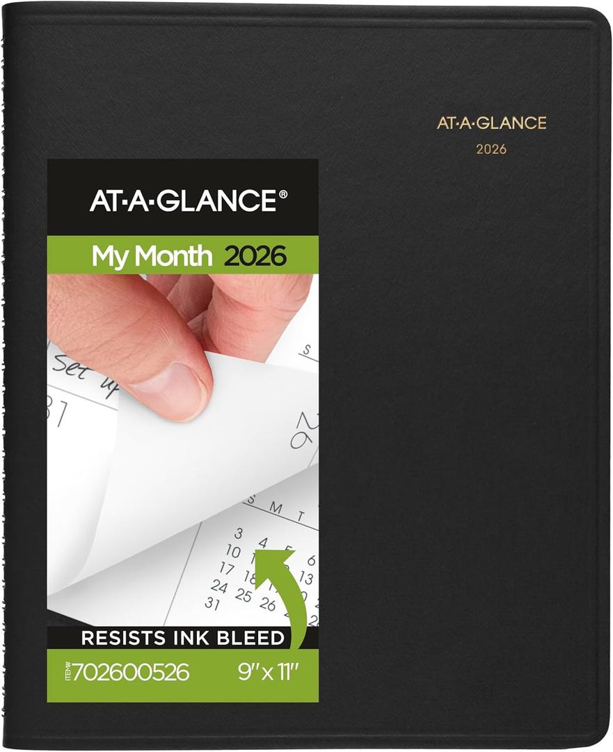 AT-A-GLANCE 2026 Planner, Monthly, 15-Month, 9" x 11", Large, Black (702600526)