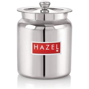 HAZEL Stainless Steel Oil & Ghee Container with Airtight Lid |Multipurpose Dispenser for Kitchen Oil, Ghee, and Milk | Durable Food-Grade Steel Storage Jar | Dishwasher Safe | 33.8 oz