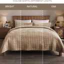 Fleeco Double-Sided Velvet Quilt King Size Comforter Set, 108"x 96" Lightweight Velvet Bedding Set, Ultra Soft Bedspread with 2 Matching Shams, for All Seasons, Light Brown, King/Cal King