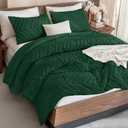 Andency Dark Emerald Green Comforter Set Queen Size, 3 Pieces Boho Bed Set