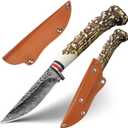 Plys Fixed blade knife with leather sheath, Handmade Forged Stainless steel,Outdoor camping,survival,Hunting knife Gifts for Men