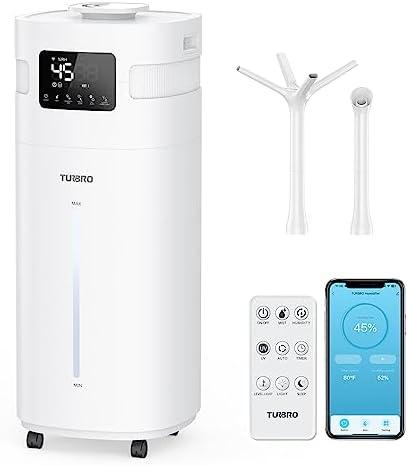 TURBRO Commercial Humidifier, WiFi-Enabled, 5.3Gal/20L Ultrasonic Air Vaporizer for Large Rooms up to 2000 Sq Ft, UV-C LED, Top Refill, with 360°Nozzle for Whole House, Greenhouse, Plant