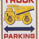 Hasbro Tonka Truck Parking Only Metal Sign - Fun Vintage Tonka Wall Decor for Kids' Bedroom or Garage (White/Yellow)