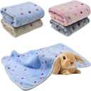 4 Pieces of Guinea Pig Blanket, Hamster Fleece Cage Liners Soft Warm Bunny Sleep Bedding Mat Cute Dot Pattern for Guinea Pig Hamster Rabbit Chinchilla Hedgehog (Blue, Pink, White, Grey) (Large)