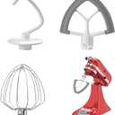 Flex Edge Beater 3Pcs for Kitchen Aid Mixer Attachments and Accessories Compatible with 4.5-5 Quart Tilt-Head Stand Mixers (K45WW 6-Wire Whip, 4.5-5QT Flat Beater Paddle, 4.5-5QT Dough Hook Attachment)