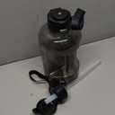 AQUAFIT 64 oz Water Bottle with Time Marker - Straw & Chug Lid - BPA Free Half Gallon Gym Water Bottle with Handle - Big Gallon Jug (Gray, 64 Ounces)