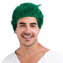 Suncalla Men Short Straight Green Wig Halloween Male Short Green Wig Halloween Cosplay Anime Cosplay Costume Wigs for Men