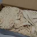 Eccliy 12 Pcs Reusable Mesh Grocery Bags Portable Cotton Produce Containers Washable Net Mesh Tote Bag Handle String Shopping(Beige)