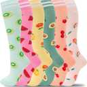 fenglaoda Compression Socks for Women Men Support Circulation 6 Pairs Socks For Nurse, Travel, Flight (Large-X-Large, 6 Pairs)