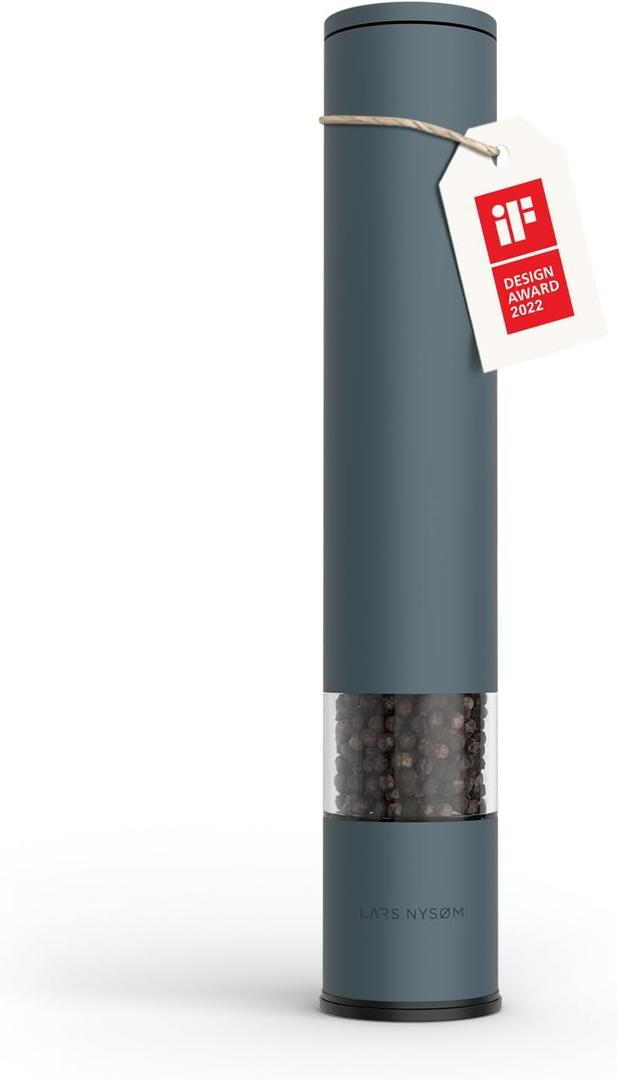 LARS NYSM Salt and Pepper Grinder I Salt Pepper Mill with Adjustable Ceramic Grinder I Design Spice Grinder Manual (Stone Blue)