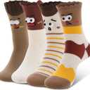 Novelty Fun Crew Socks for Women Colorful Crazy Socks for Women Girls Gifts (4 Pairs Expression)